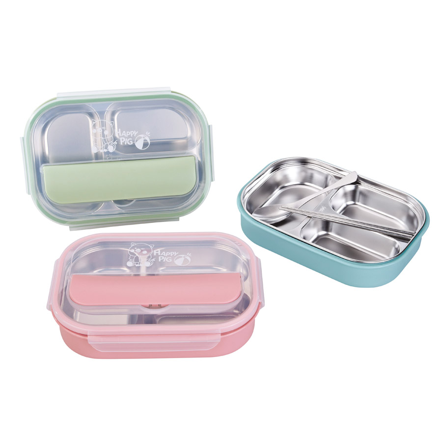 R-8845 美時不銹鋼套裝飯盒（3格）材質：PP+304不銹鋼 產品尺寸：（cm）長25.5x寬18.2x高6.jpg