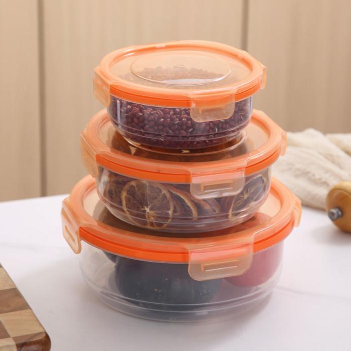鮮凈無(wú)縫密封保鮮盒(圓形3件套600ml+1100ml