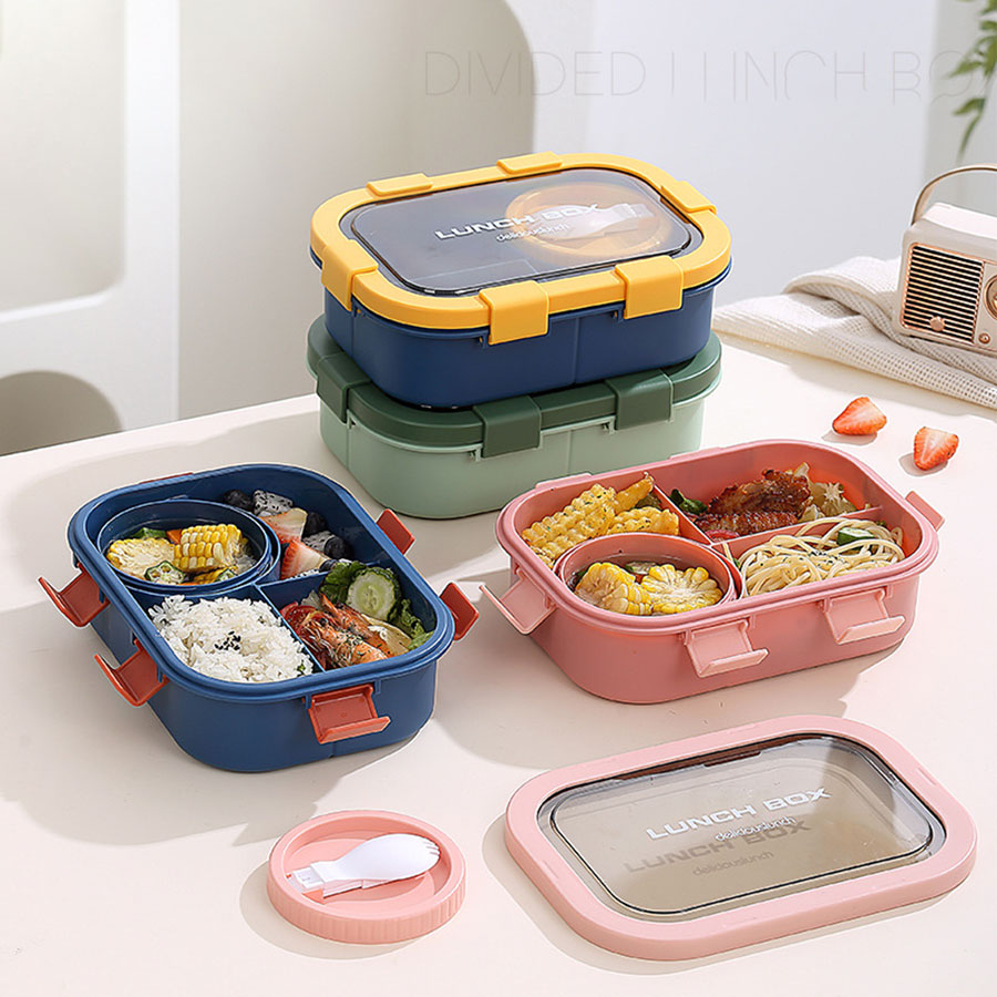 塑料四格分格飯盒1350